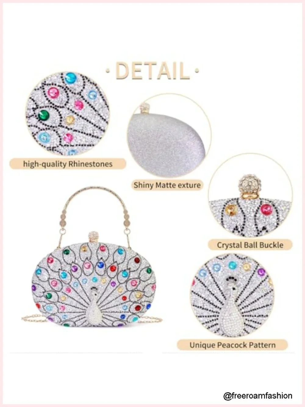 Rhinestone Evening Clutch Crossbody Shoulder Bag Wedding Night Out